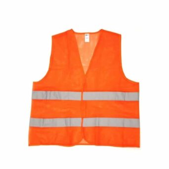 CHALECO DE POLIESTER NARANJA CON CINTA REFLECTIVA (PACK X 12)