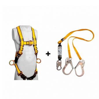 KIT ARNÉS DE 4 ARGOLLAS STANDARD + LINEA DE VIDA DOBLE STEELPRO