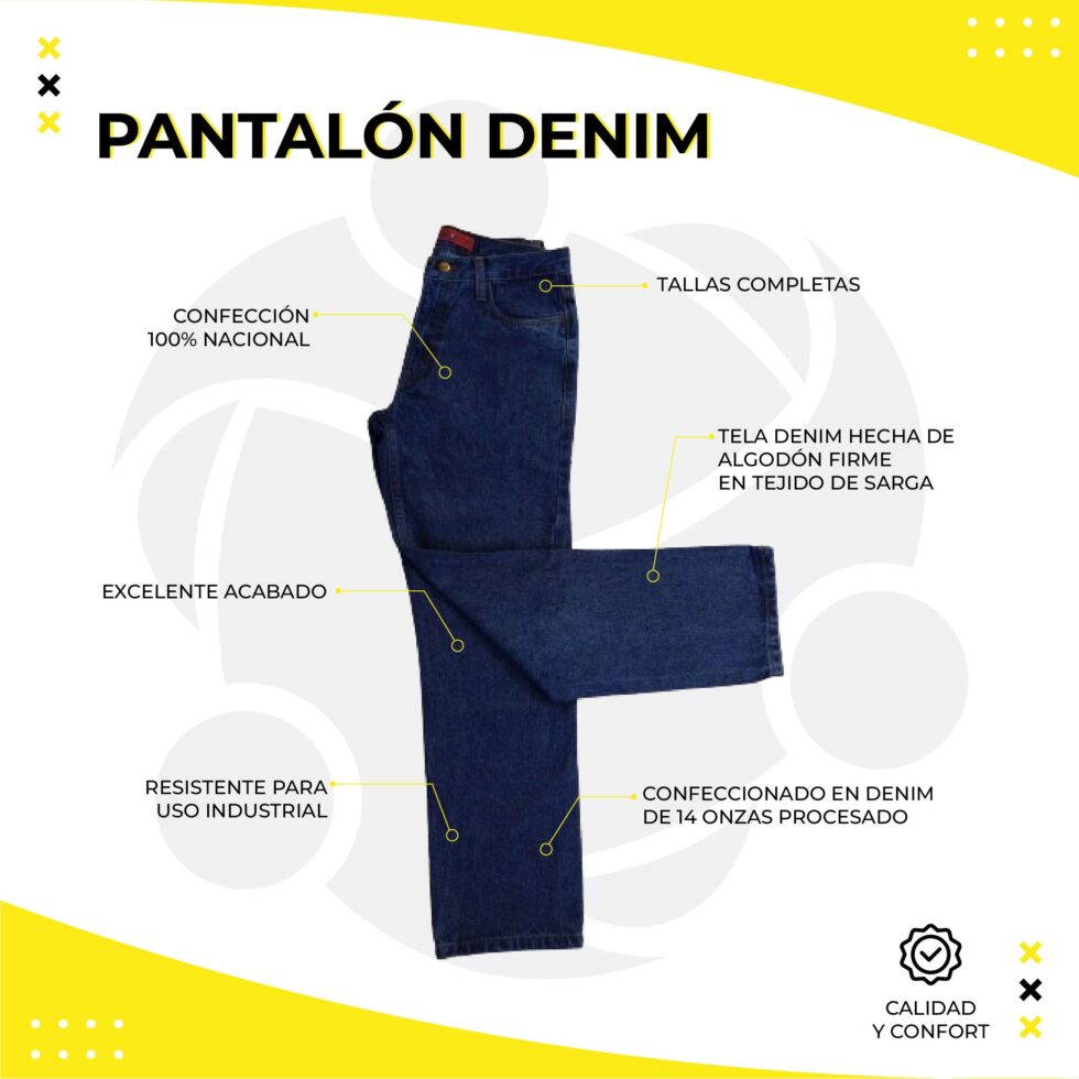 Pantalón Denim Modelo Thyrsus Azul Cristal C/ CINTAS REFLECTIVAS TR510 2" 1 y 2 VUELTAS - Imagen 3