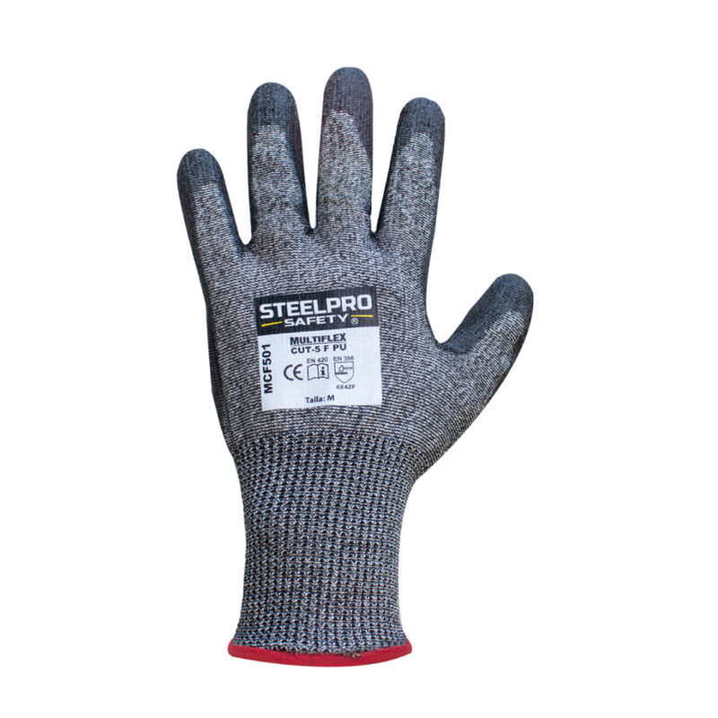Guante Anticorte Nivel 5/F con Recubrimiento PU Gris/Negro STEELPRO