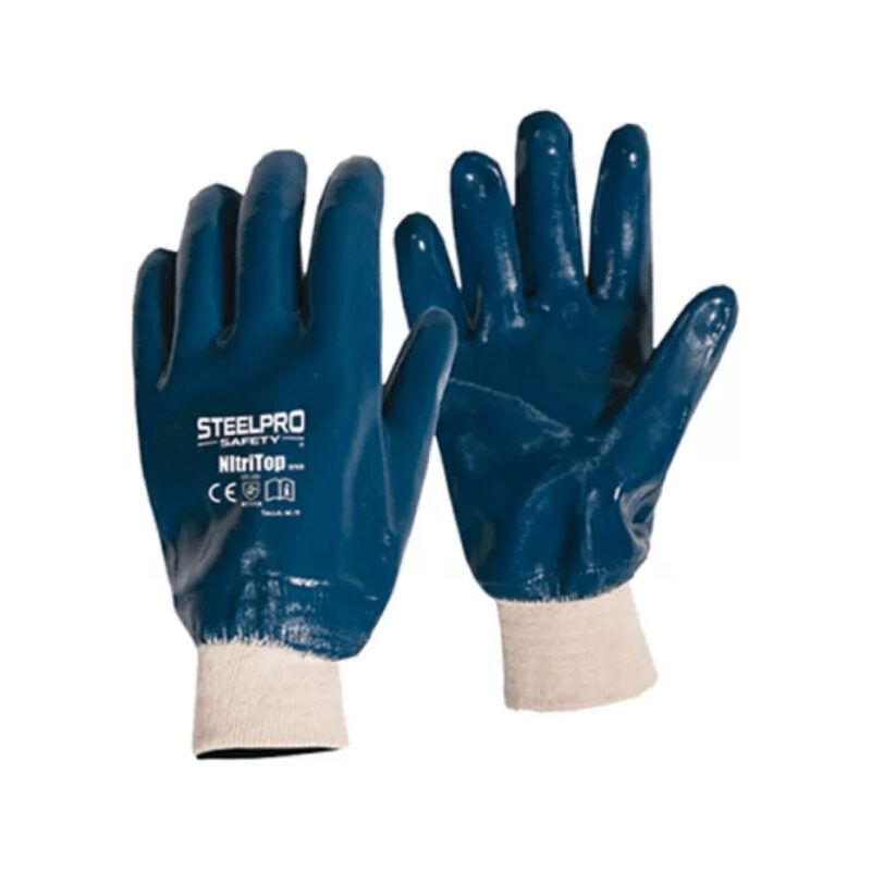 Guante de Nitrilo Liso con Puño de Seguridad STEELPRO