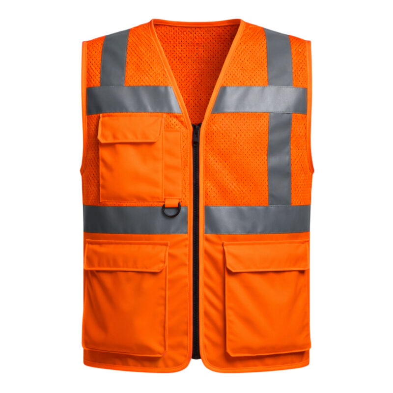 chaleco ejecutivo de alta visibilidad ch 50 malla americana saviwork s, naranja fluorescente